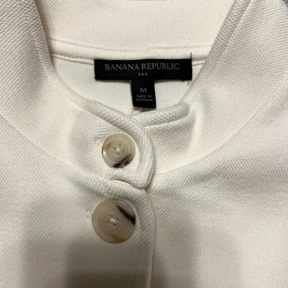 BANANA REPUBLIC WASHABLE COTTON BLEND BLAZER MEDIUM IVORY - Picture 4 of 10